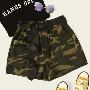 Camo Utility Shorts With Belt
